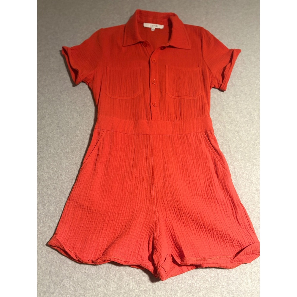 Joe's Jeans Romper Womens Small  Valiant Poppy Red Gauze Cotton Short Sleeve